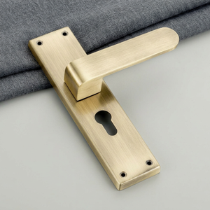Modern Luxury Zinc Alloy Interior Door Lever Matte Black Brushed Gold Square Rosette Plate <b>Privacy</b> Room Wooden Door Lock Set - Product Image 1