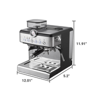Machine à café électrique semi-automatique au design élégant, 1350 W, haute pression 20 bars, filtres pour tasse simple/double, utilisation domestique et hôtelière