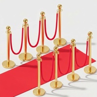Ensemble de 6 poteaux de délimitation en velours rouge pour tapis rouge, avec cordes, pour événements traditionnels et cérémonies de remise de prix