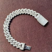 Bracelet à breloques Vana Jewels H01 14MM en argent sterling 925, serti de moissanite brillante 17 carats, coupe Miami Cuban Link, design Monaco, style hip-hop