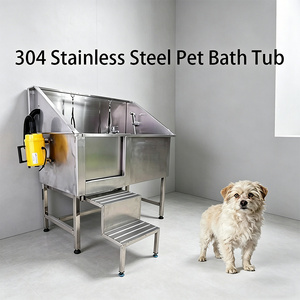 EUR PET Évier de toilettage pour chiens haut de gamme en acier inoxydable 304, 1,2 mm, antirouille, avec sèche-cheveux et repose-pieds pour usage commercial - Product Image 1