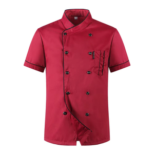 <span class=keywords><strong>Veste</strong></span> de chef unisexe à manches courtes avec passepoil rouge, uniforme de cuisine <span class=keywords><strong>professionnel</strong></span> pour restaurants et hôtels - Product Image 2