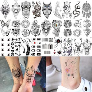 59 Feuilles Sexy 3D Rose Fleur Tatouages Temporaires Femmes Filles Bras Cou Floral Tournesol Adulte Noir Réaliste Temp Tatouage Autocollants - Product Image 5