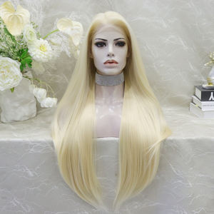 Pelucas de Encaje Completo con Cabello de Fibra, Color Rubio, para Cosplay y Uso Diario - Product Image 1