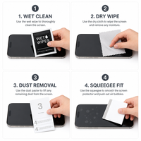 Kit d'outils de protection d'écran de téléphone avec lingettes humides, chiffon anti-poussière et raclette en feutre pour une installation sans bulles, vente en gros OEM