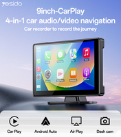 Yesido BT5.2 60Hz écran HD avec caméra de recul avant et arrière 9 pouces 4-en-1 voiture Audio/vidéo Navigation voiture jouer