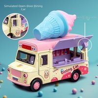 Camion de nourriture en alliage pour enfants, jouet de simulation : crème glacée, burger et bâtonnets glacés