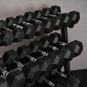 Profesyonel Spor Salonu Güç Antrenmanı için Fabrikadan Doğrudan Sıcak Fırsat 15kg PVC Kaplamalı Siyah Altıgen Dambıl - Product Image 4