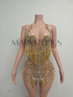Vestido de poliéster sexy mini sin mangas con cuello alto, cintura imperio, transpirable, con pedrería y borlas, ideal para cumpleaños o discoteca.