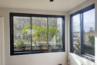 Ventana corredera de aluminio con diseño de parrilla de ventana de vidrio de aluminio arqueado superior