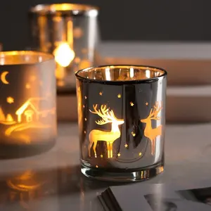 Home Decoration Candle Holders For Table Mercury Electroplated Glass Votives Tea Lights Candles Holders For Wedding Centerpieces