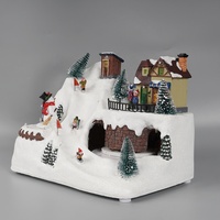 Vente en gros MELODY Noël 8 chansons, scène de montagne lumineuse à LED, village de Noël musical animé, train rotatif, Père Noël en polyrésine