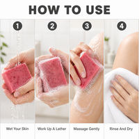 Savon hydratant à la fraise, savon solide fait main, savon de toilette rose, parfum frais, OEM ODM, étiquette privée pour usage quotidien