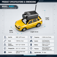 Mini voiture RC FPV 1:64 avec caméra WiFi HD 720P, stabilisation gyroscopique entièrement proportionnelle 2.4G, véhicule télécommandé de poche avec vidéo