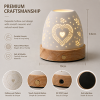 Lampe de nuit en céramique de porcelaine creuse, motif cœur, porte-bougie LED, blanc chaud, lampe de table pour la décoration de la maison et de la chambre