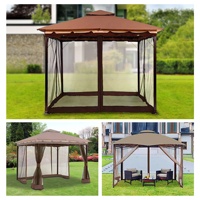 Tente d'auvent d'extérieur pliante monocouche Grandes familles Gazebos portables étanches moustiquaire Camping Randonnée Toit en polyester