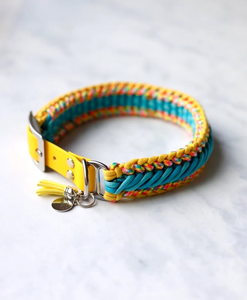 Luxus Custom Logo Geflochtenes Paracord Hunde halsband mit verstellbarem Leder adapter Hunde halsband - Product Image 4