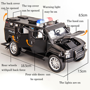 Alta calidad 1:24 Pull Back Metal <span class=keywords><strong>Car</strong></span> Toys con luz y sonido simulación de juguete modelo de coche de policía para niños y adultos regalo - Product Image 6