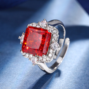 Temperamento de lujo <span class=keywords><strong>Granada</strong></span> circón rojo colgante anillo pendiente conjunto accesorios de moda europeos y americanos - Product Image 4