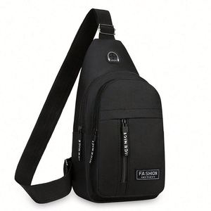 Nouveau design tendance, sacs d'école en nylon antivol avec logo personnalisé, sacs de poitrine pour hommes avec port USB, sacs bandoulière pour hommes - Product Image 5
