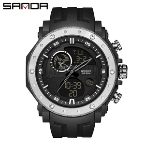 Reloj de Pulsera Digital de Cuarzo para Hombre SANDA 6012, Reloj Deportivo con Doble Pantalla, Fecha, Semana, Resistente al Agua, Reloj Electrónico - Product Image 3