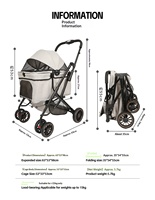 Poussette pour animaux de compagnie à 4 roues avec cadre en métal personnalisé, légère, pliable, pour usage commercial