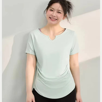 T-shirt de yoga grande taille pour femme, séchage rapide, manches courtes, haut de sport ajusté, tee-shirt de course et de fitness léger pour l'été