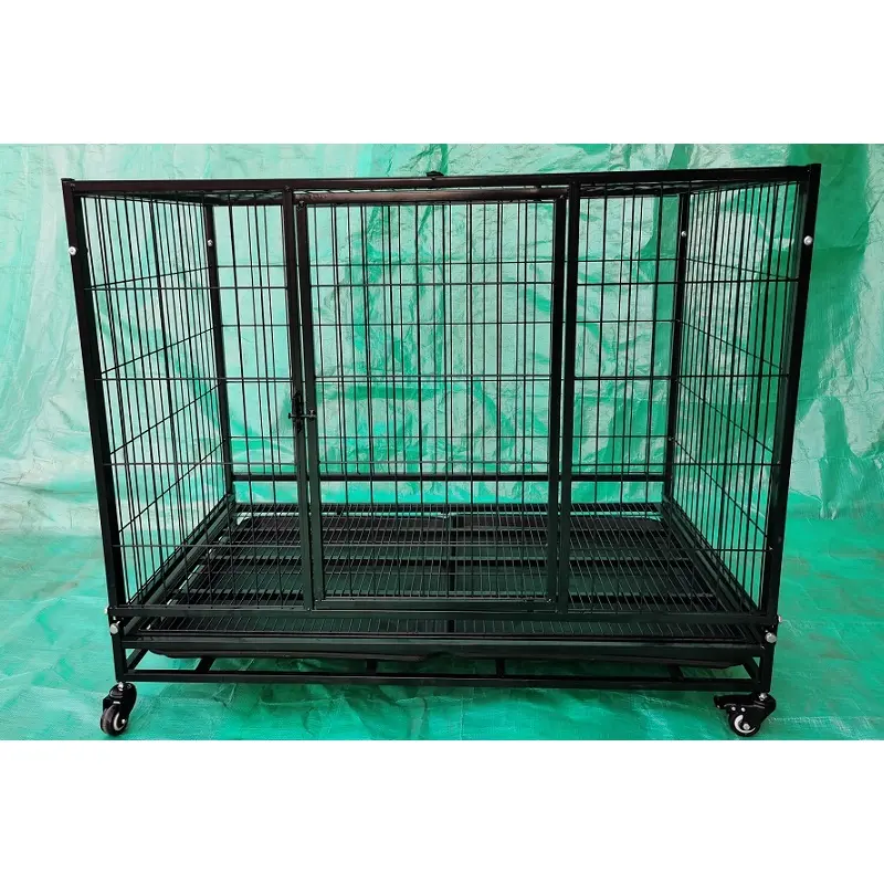 Cheap 42 inch Folding Pet Box Room / Commercial Cat Rabbit Metal Cage / Heavy Duty Steel Home Dog Crate Cage With Wheels
