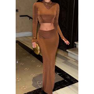 ชุดเซ็ตสองชิ้นสีน้ำตาลสำหรับผู้หญิง ไซส์ XS กระโปรงและเสื้อเบลเซอร์แบบมีฮู้ด ลายเสือดาว ชุดกีฬาสำหรับฤดูใบไม้ร่วง - Product Image 4