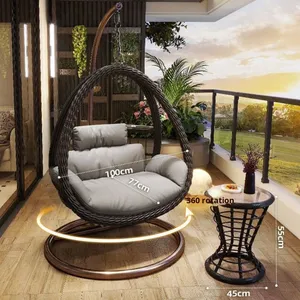 Кресло-качалка Congruishang: минималистичный дизайн, для улицы и дома, подвесное, в форме птичьего гнезда, из ротанга, одноместное/двухместное, для использования в помещении - Product Image 6