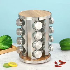 Ensemble d'étagères à épices rotatives, organiseur d'épices, étagère à épices rotative à 360 degrés, étagère à épices en bambou, organiseur d'épices de cuisine - Product Image 3