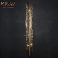 Applique murale LED moderne de luxe en cuivre, sculpture verticale artistique en métal pour salon, chambre, hall d'hôtel
