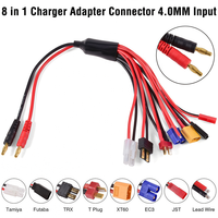 Adaptateur de chargeur RC multifonction 8-en-1, cordon XT60 4,0 mm, Tamiya Futaba TRX Deans EC3 JST, pour voiture RC