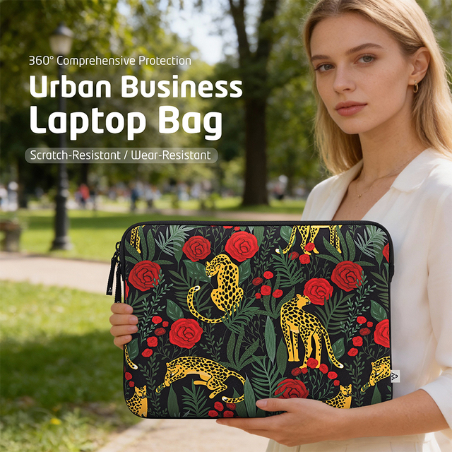 Laptop Sleeve Bag 14/16 Inch,Leopard Puppy Pet Protective Neoprene Computer Cases Laptop Cover Briefcase Bag Tablet Travel Cover