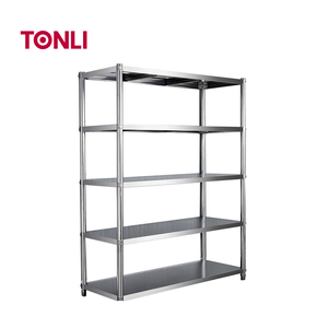 رفوف عرض تجارية من الفولاذ المقاوم للصدأ شديدة التحمل بأرجل قابلة لتعديل الارتفاع، سعة تحميل 300 كجم/متر لمطابخ المطاعم - Product Image 4