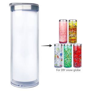 Nuevo Vaso Recto de Sublimación de 20oz para Niños, DIY con Purpurina y Diseño de Globo de Nieve, Taza de Café con Tapa - Product Image 1