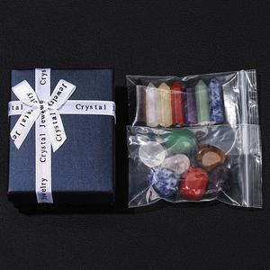 بالجملة 7 Chakra حجر الكريستال نقطة مجموعة أحجار طبيعية سداسية فسداسية الإنهاء في صندوق هدايا - Product Image 2