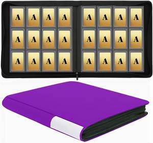 Carpeta de Gran Capacidad para Tarjetas Coleccionables, con 12 Bolsillos, Álbum de Cuero PU Negro Personalizado con Cierre - Product Image 1