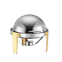 Maßgefertigter Silber-Gold-Farbener Edelstahl Runder 6-Liter Chafing Dish Speisenwärmer für Hotel und Restaurant