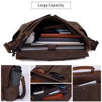 Bolso bandolera de cuero Crazy Horse vintage para hombre, para portátil de 14 pulgadas, maletín de cuero, bolso cruzado de hombro, logotipo personalizado