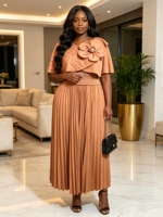 Robe plissée élégante et décontractée de haute qualité pour femme, couleur unie, grande taille, style africain, pour les fêtes et la mode modeste