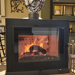 Stufa a Legna Moderna in Acciaio al Carbonio QC-06 Nera <span class=keywords><strong>e</strong></span> Rame Inserto per Caminetto 10KW Riscaldamento a Fuoco Reale Decorativo - Product Image 6