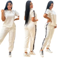 Ropa de Marca al por Mayor para Mujer, Nuevo Conjunto de Dos Piezas Casual de Moda, Top de Manga Corta y Pantalones Largos con Jacquard