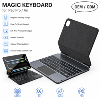 Clavier magnétique en aluminium personnalisé OEM avec pavé tactile, connectivité intelligente Pogo Pin, étui clavier pour iPad Pro 11 pouces M4 M5
