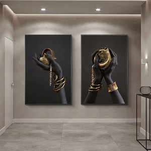 Creativo negro y oro pulsera joyería-inspirado pintura decorativa sin marco hogar vestíbulo sala de estar pintura colgante