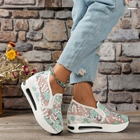 Scarpe Casual da Donna con Rialzo Interno, Traspiranti in Mesh, Slip-On, con Motivo Floreale, Supporto per Dropshipping su Piattaforme Transfrontaliere
