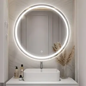 Zuinige Huisdecoraties Plastic Achterkant 4Mm Kopervrije Zilveren Spiegel Frameloze Ronde Led Badspiegel