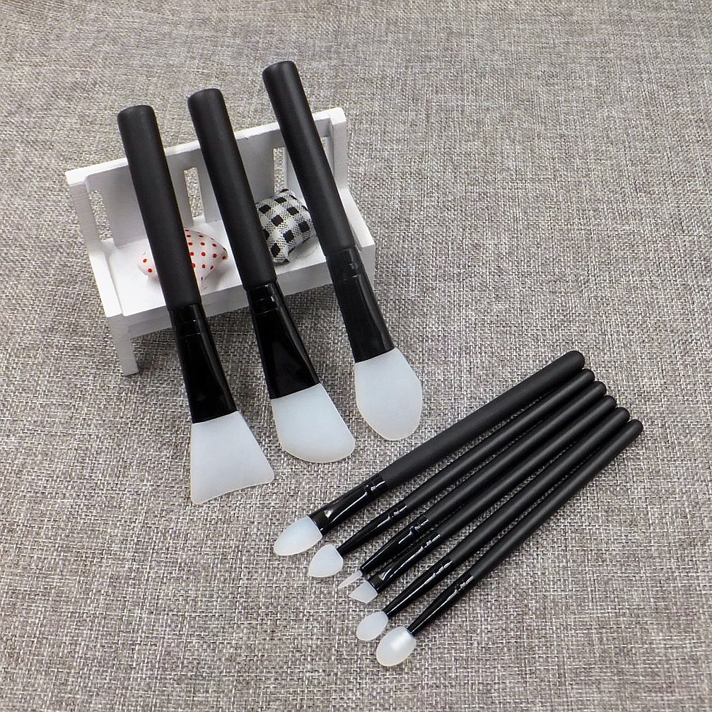 Оптовая продажа Новый мягкий силиконовый набор кистей для макияжа из 9 шт. тени для глаз, подводка для глаз, косой бровей тонального крема кисточка для губ, Пользовательский ярлык