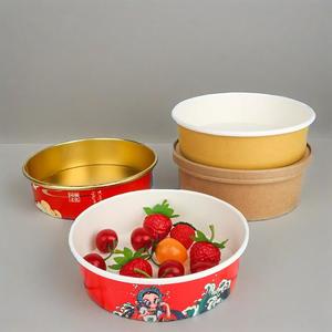 Bols d'assiettes à salade en papier avec couvercles transparents 750 ML contenants alimentaires jetables en kraft de forme ronde bol de poulet frit - Product Image 3