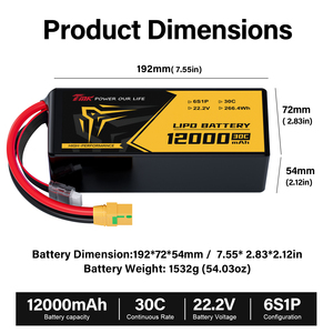 卸売 12Ah 22.2V LiPOバッテリー リチウムバッテリーパック 6S 貨物ドローン 農業散布用UAV マルチローター用 - Product Image 3